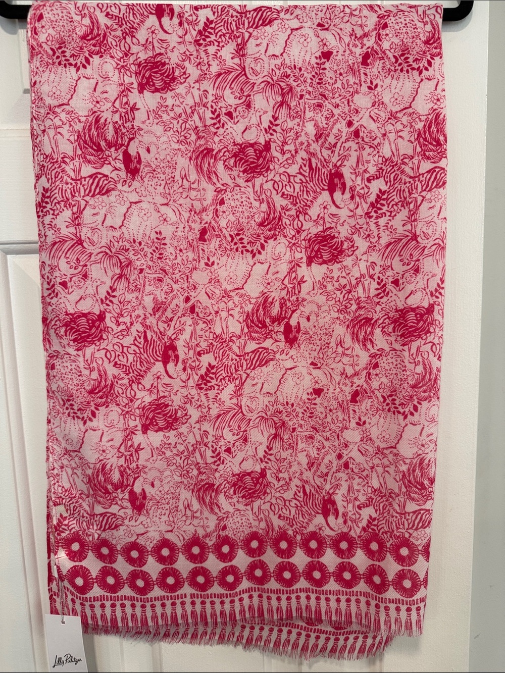 Lilly Pulitzer Raspberry Rouge Floral Resort Scarf